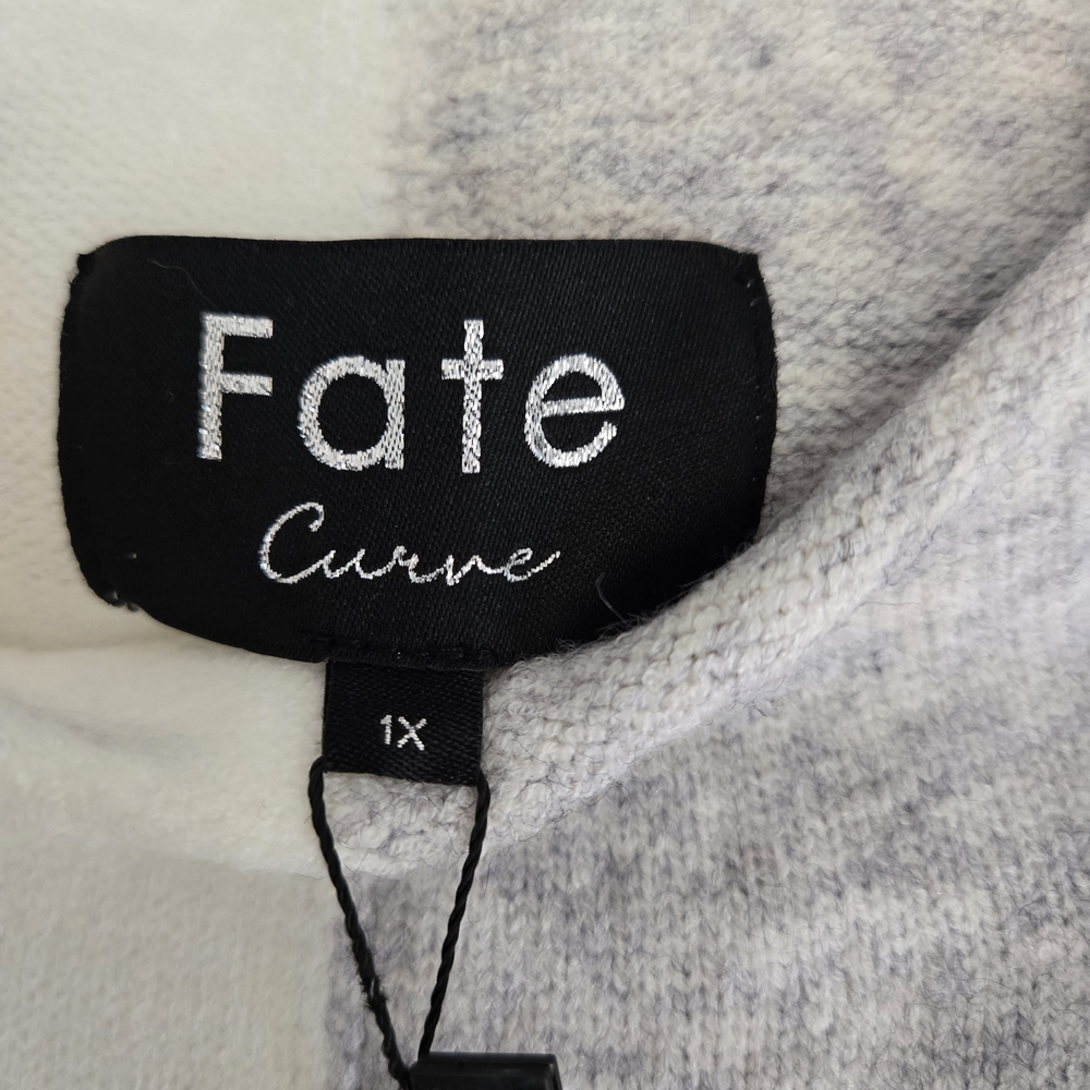 Fate Mock Neck Neutral Color Block  Sweater 1X New - Picture 4 of 5